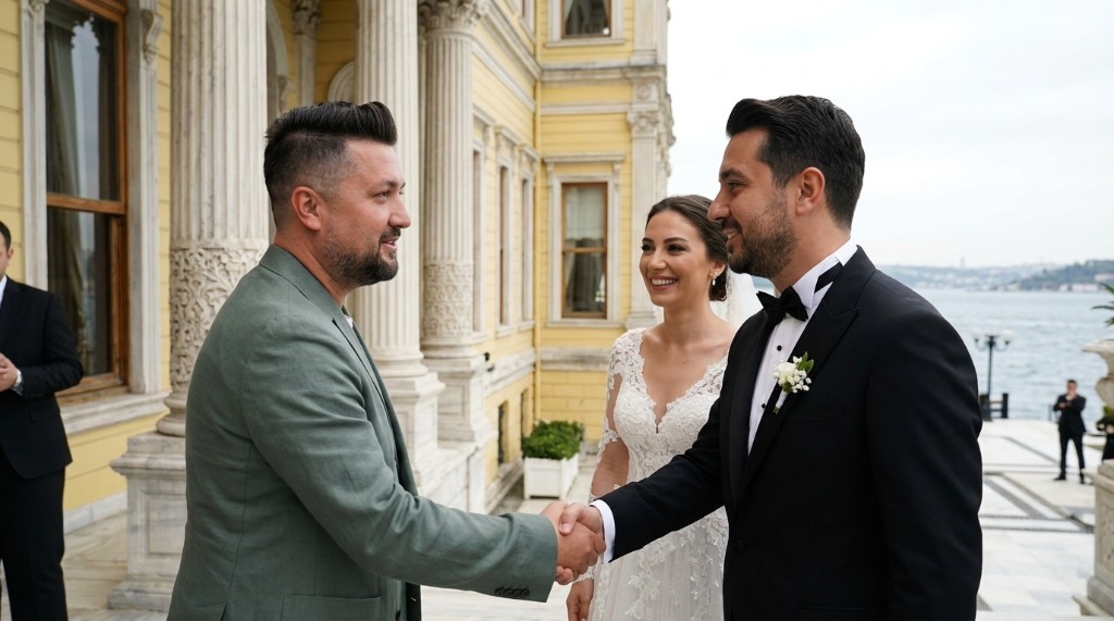 Leorad Events wedding planner congratulating a couple at a luxury Bosphorus venue